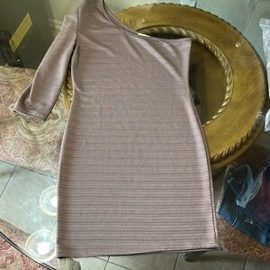 Elegant One-Shoulder Dress in Taupe